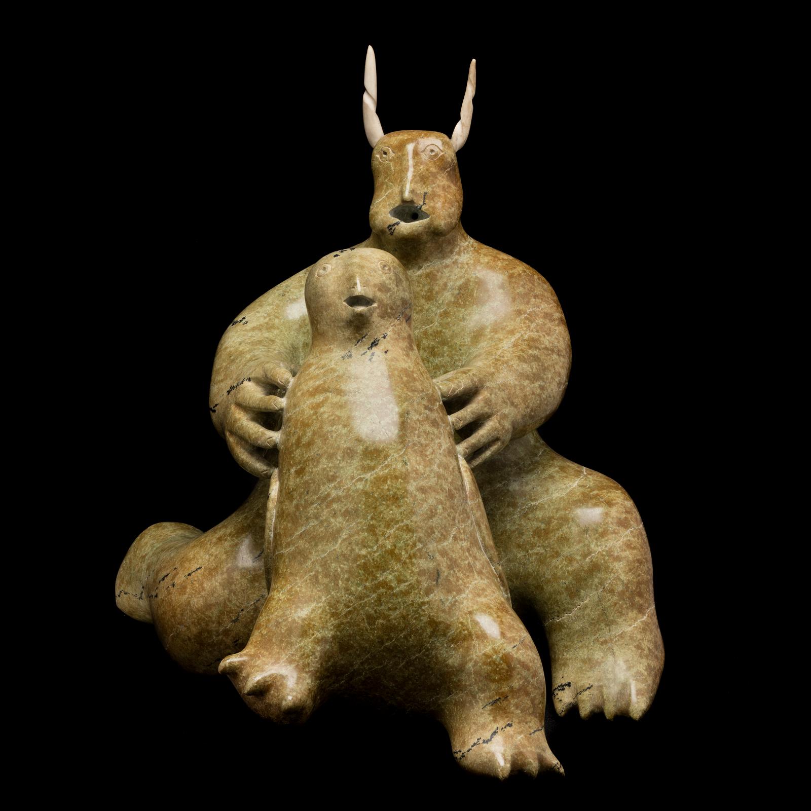 Nuyaliaq Qimirpik (1937-2007) - Horned Spirit And Owl