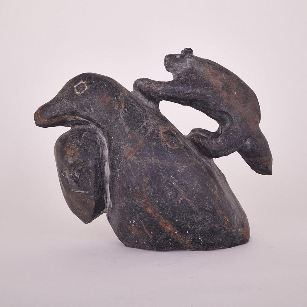 Tuna Iquliq (1935-2015) - Composition With Bird, Face, And Wolf