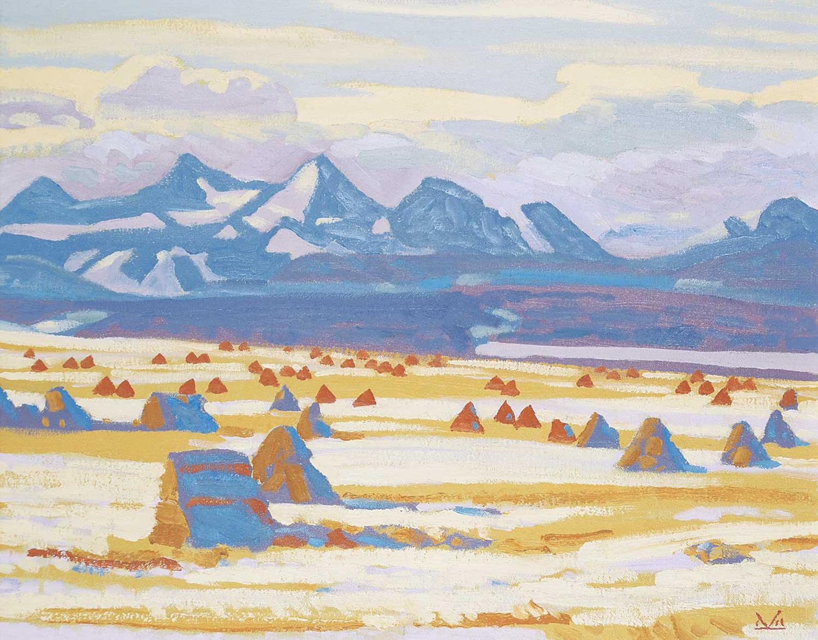 Illingworth Holey (Buck) Kerr (1905-1989) - Bailed Hay Cocks, Winter