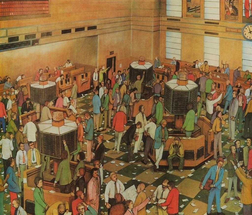 William Kurelek (1927-1977) - Light Trading Day, Toronto Stock Exchange