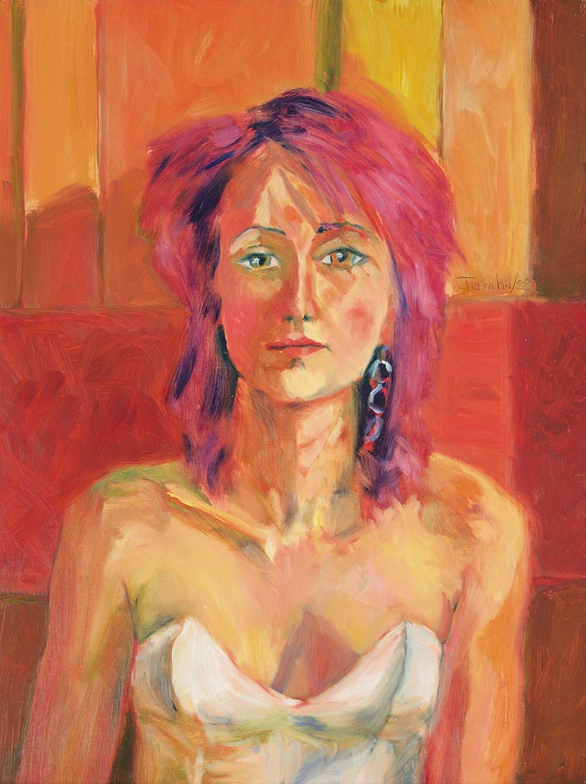 Douglas Jamha (1953-2017) - Untitled - White Dress, Red Hair