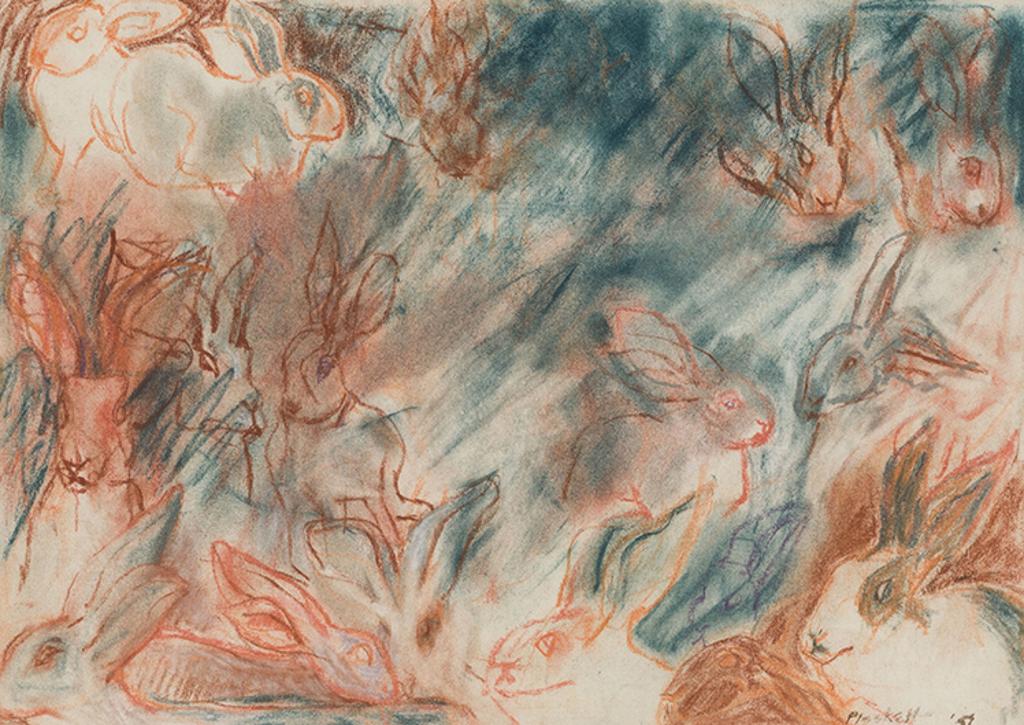Joseph (Joe) Francis Plaskett (1918-2014) - Rabbit #2, South of France Farmyard / Forest Sketch (verso)