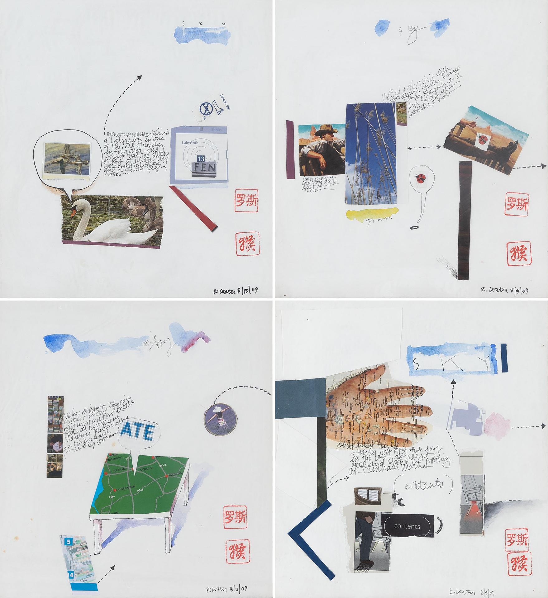Ross Alexander Coates - Four Mixed Media Collages On Paper, 2009