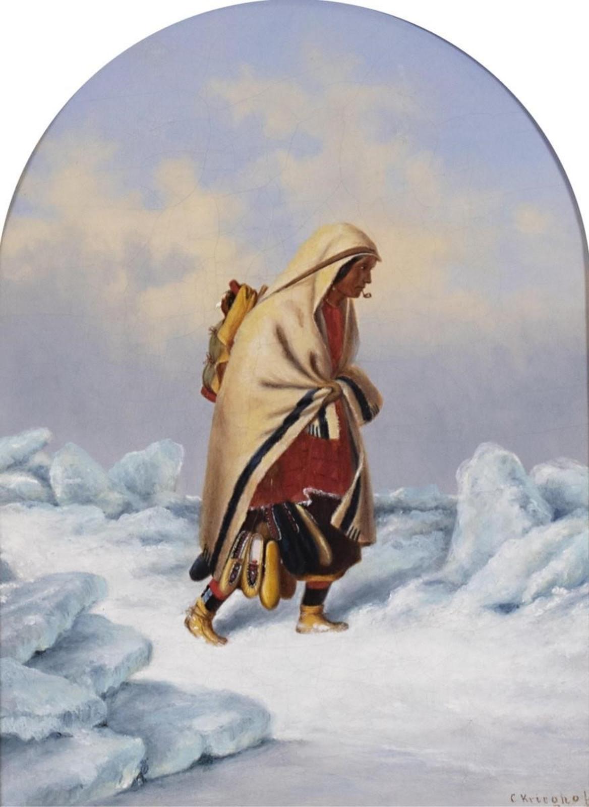 Cornelius David Krieghoff (1815-1872) - The Moccasin Seller; Ca 1850