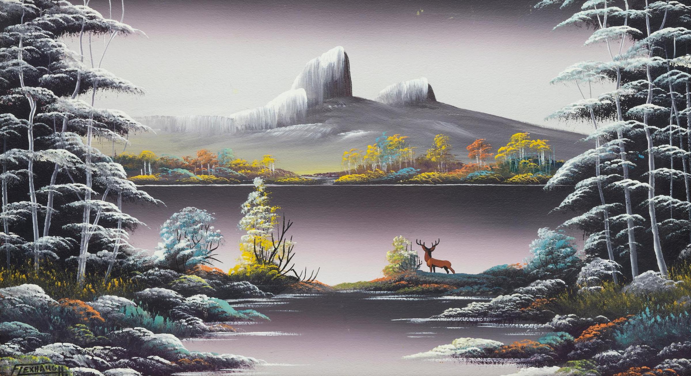 Levine Flexhaug (1918-1974) - Landscape with Elk