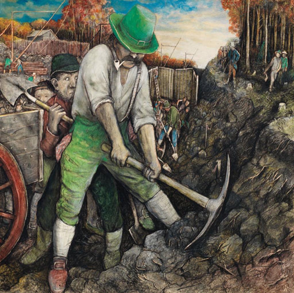 William Kurelek (1927-1977) - Irish Labour on the Welland Canal