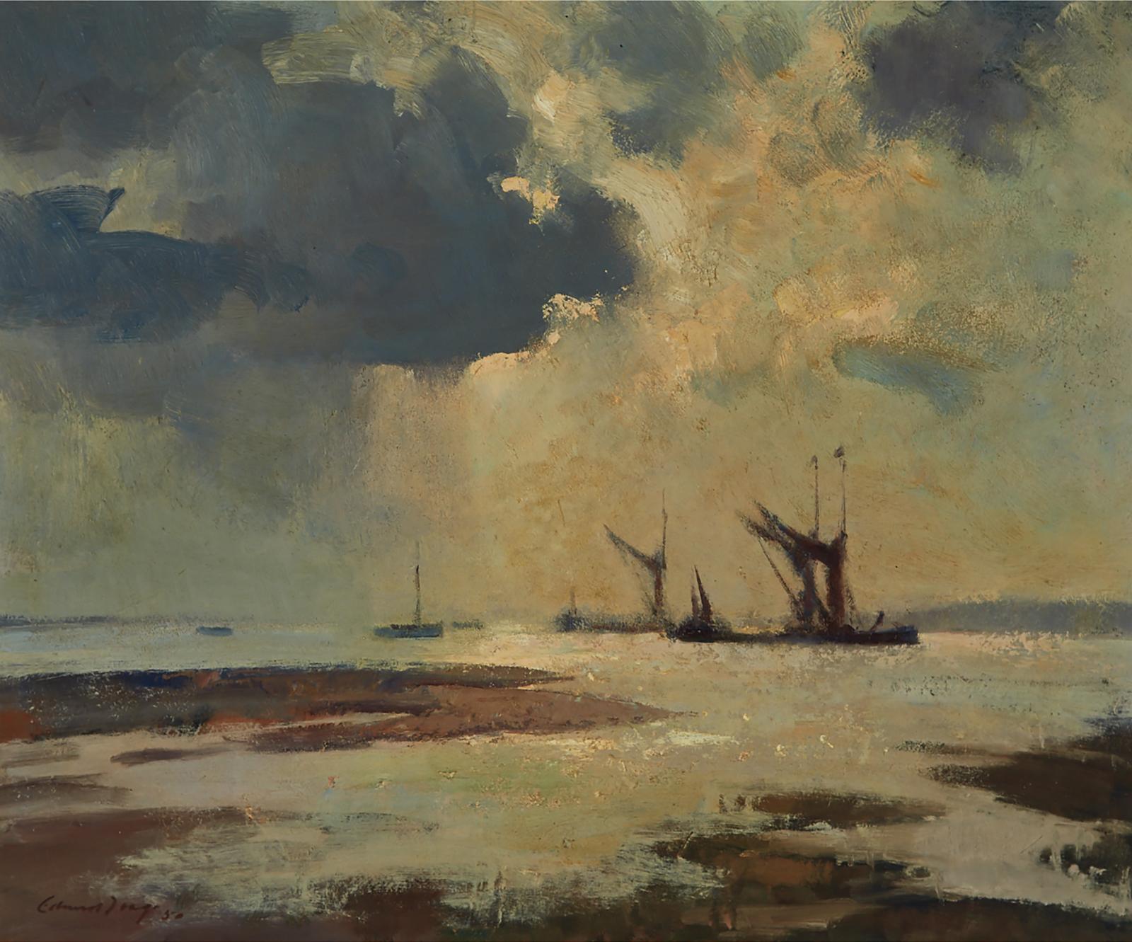 Edward Brian Seago (1910-1974) - Barges Waiting For The Tide, Colne Estuary, 1950