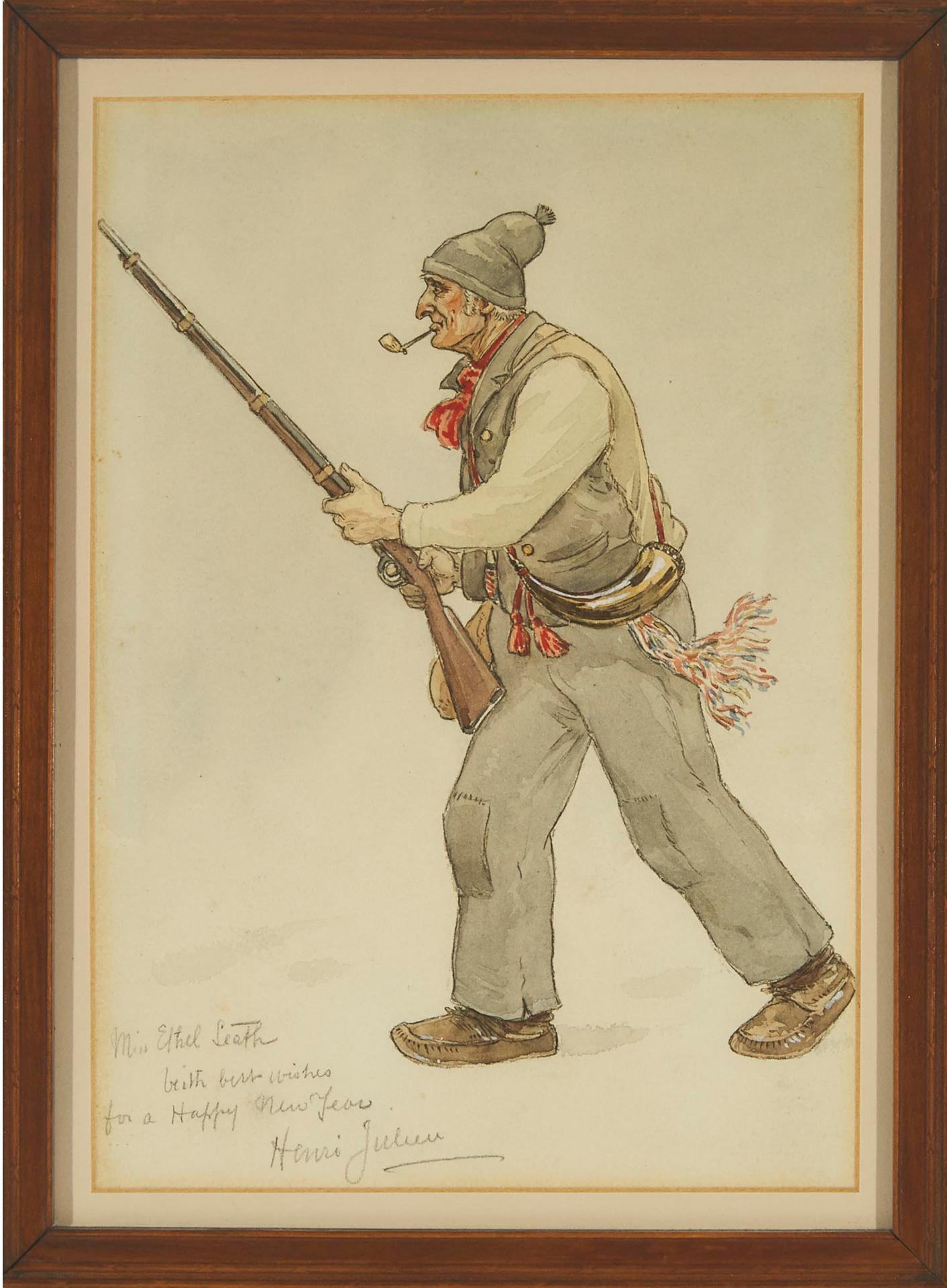 Octave Henri Julien (1852-1908) - Habitant With Pipe And Rifle; La Chasse-Galerie; Fishing Scene