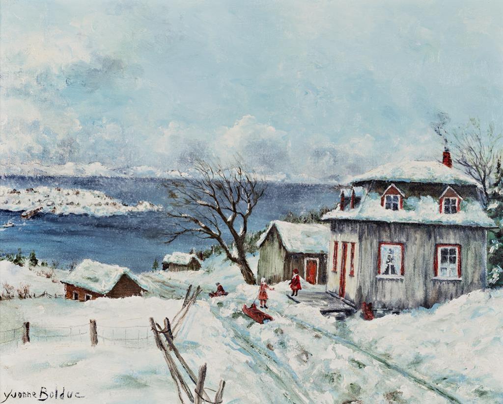 Yvonne Bolduc (1905-1983) - Children Sledding, Quebec