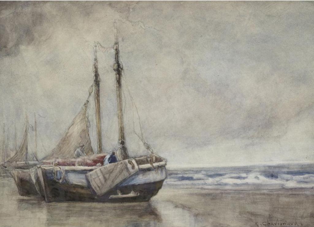 Georges Chavignaud (1865-1944) - Shore Scene With Boats