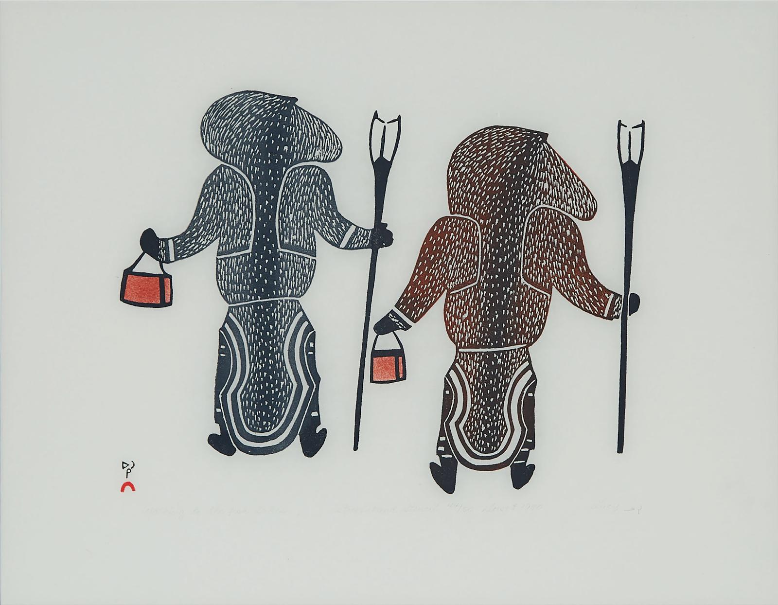 Lucy Qinnuayuak (1915-1982) - Walking To The Fish Lakes