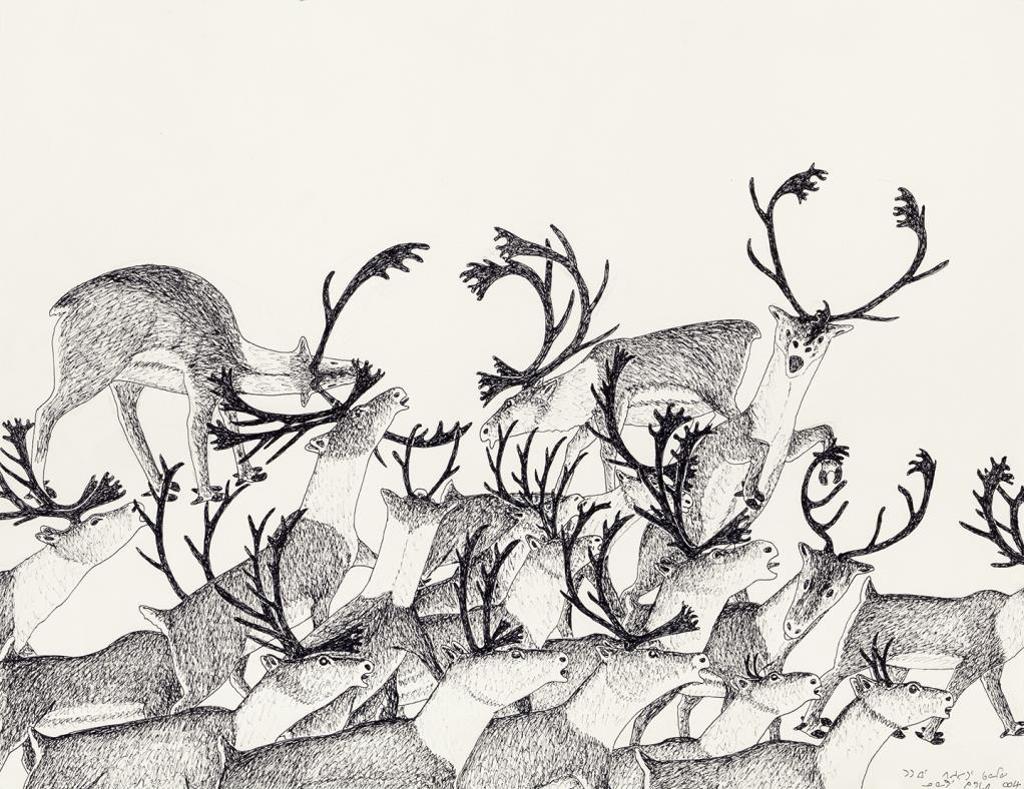 Kananginak Pootoogook (1935-2010) - Caribou Herd, 2004
