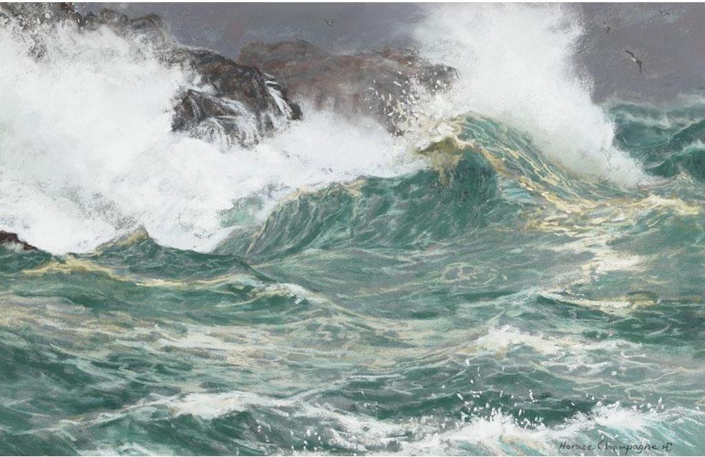 Horace Champagne (1937) - 30 Footers Rolling In, Tail End Of Hurrican Issac (Sic), At Rose Blanche, Newfoundland