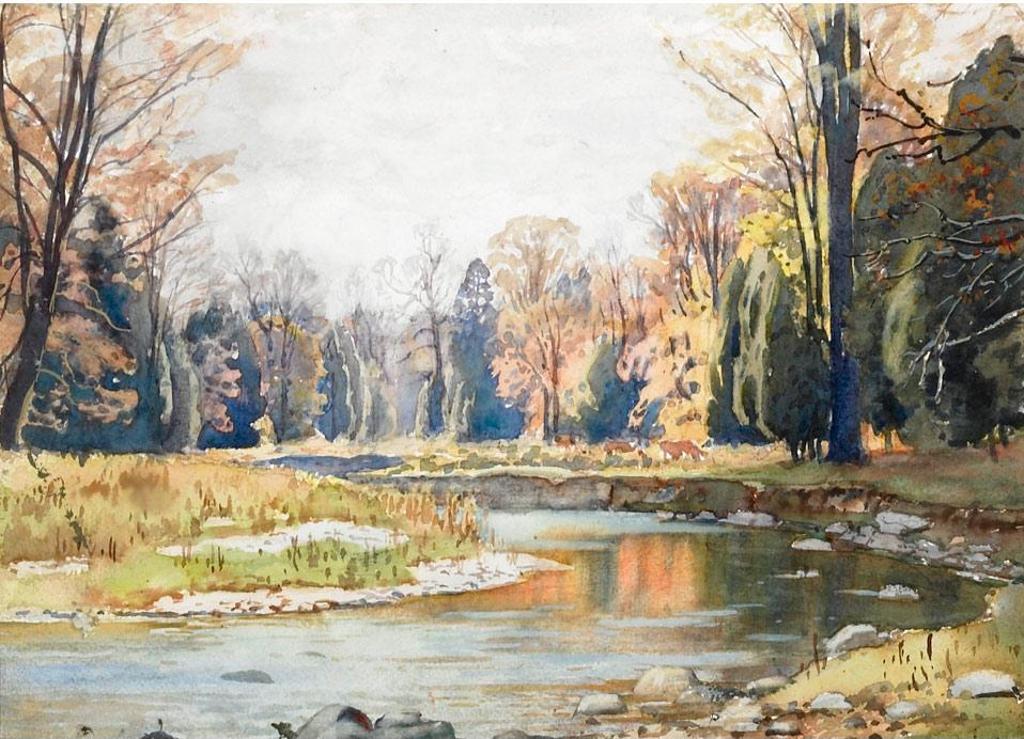 Frederick Henry Brigden (1871-1956) - Cattle Grazing By A Stream