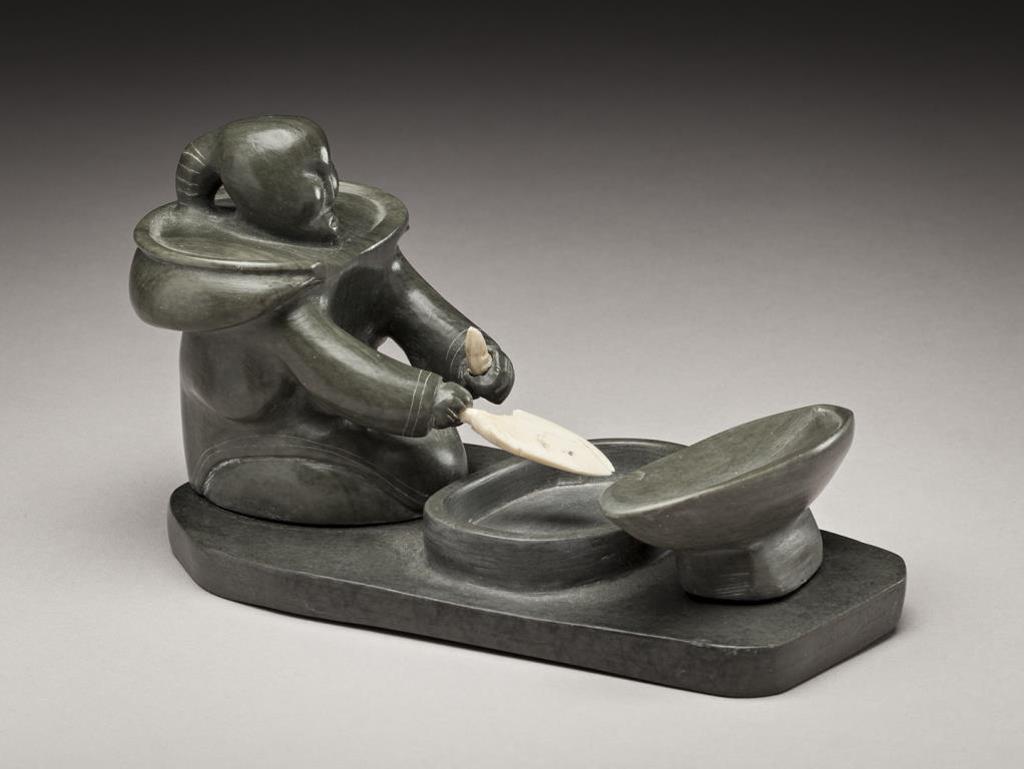 Mina Mannuk (1934) - Sanikiluaq, Woman with Qulliq, c. 1960