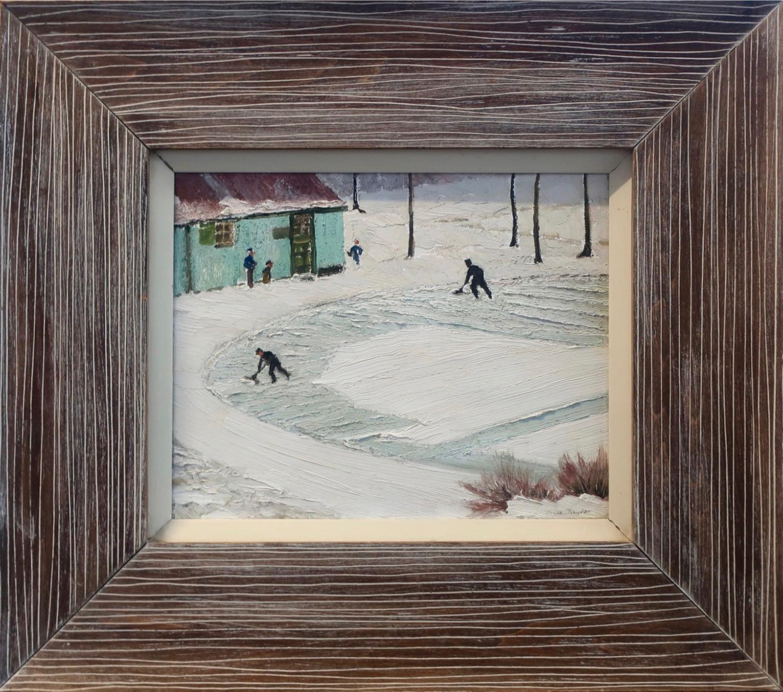 Frederick Bourchier Taylor (1906-1987) - Cleaning The Ice, Beaver Pond - Mt. Royal