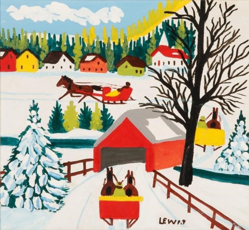 Maud Kathleen Lewis (1903-1970) - Covered Bridge and Sleighs