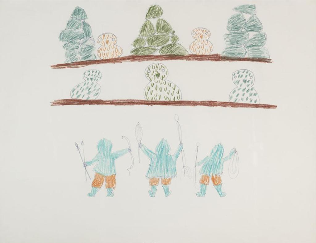 Pitseolak Ashoona (1904-1983) - Nesting Owls