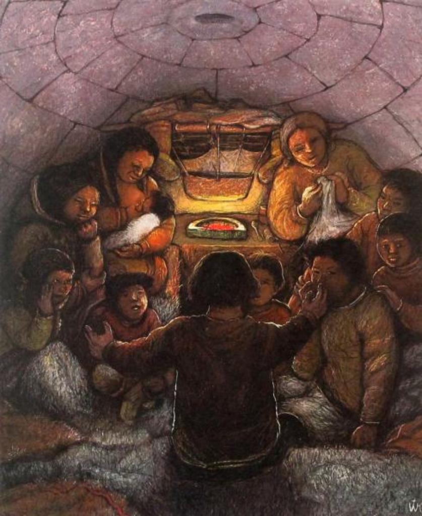 William Kurelek (1927-1977) - Storytelling, A Winter Pastime; 1975