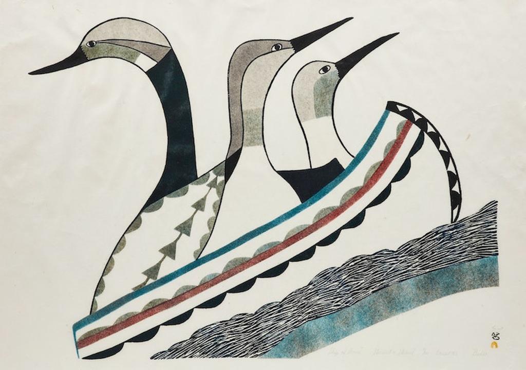 Pudlo Pudlat (1916-1992) - Ship of Loons