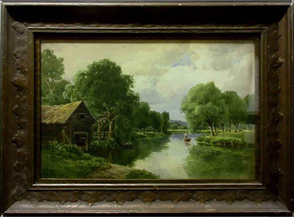 Thomas Pyne (1843-1935) - Punter Near Old Boathouse