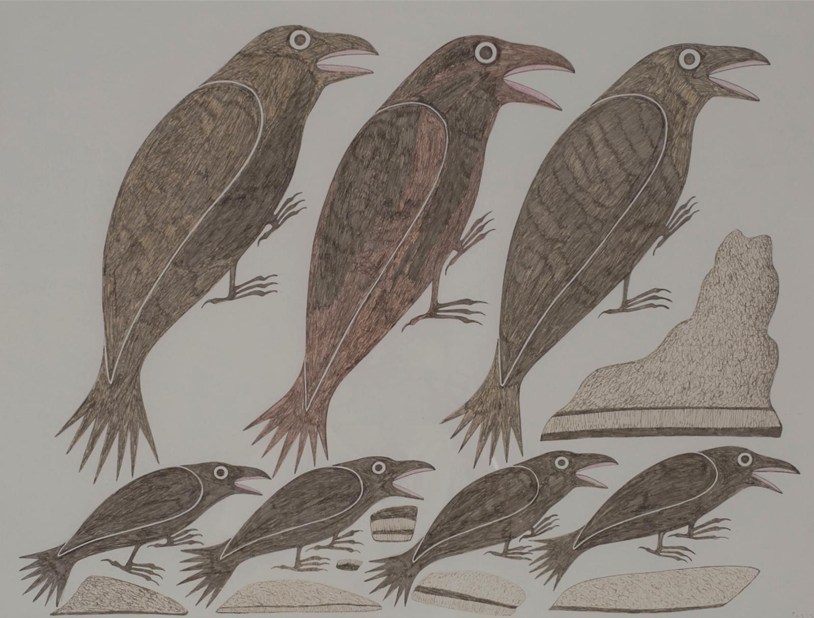 Kenojuak Ashevak (1927-2013) - Dancing Ravens Ii, C.2002