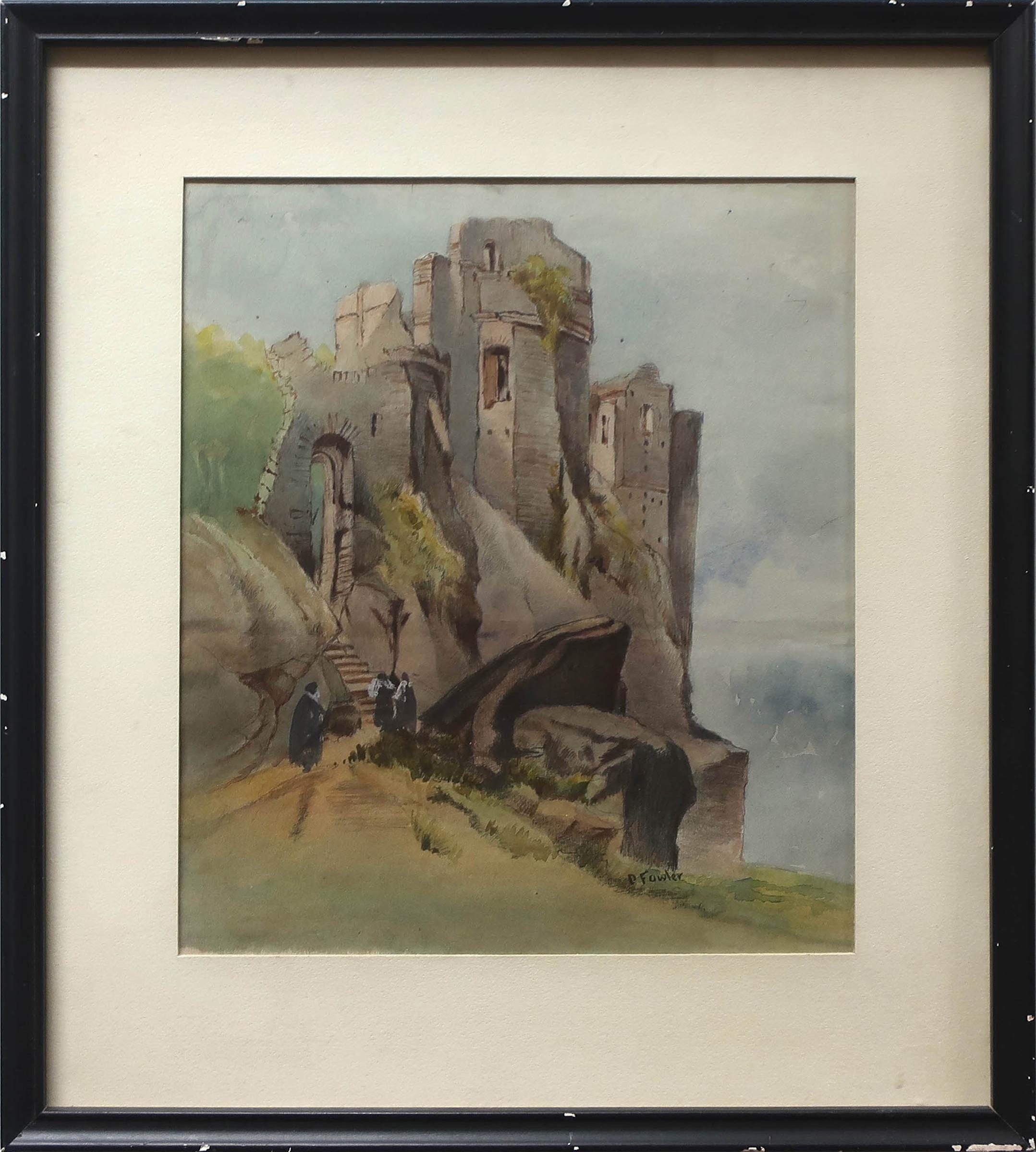 Daniel Fowler (1810-1894) - Untitled (Turreted Ruins With Figures)