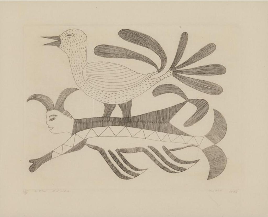 Kenojuak Ashevak (1927-2013) - Sea Gull With Sea Spirit