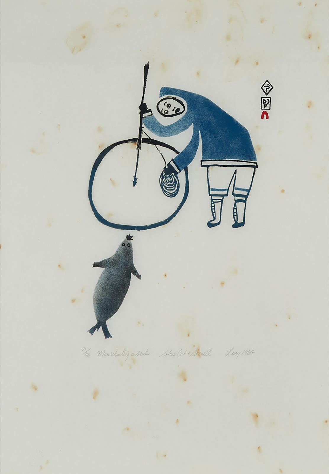 Lucy Qinnuayuak (1915-1982) - Man Wanting A Seal