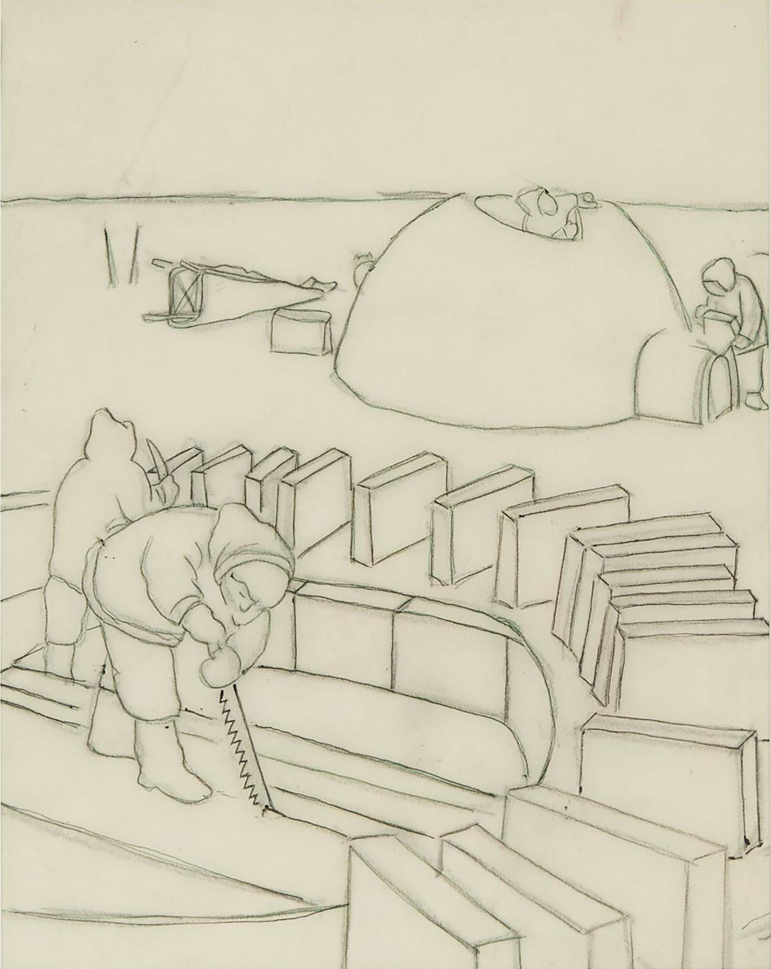 William Kurelek (1927-1977) - Study For Igloo Building, Circa 1975