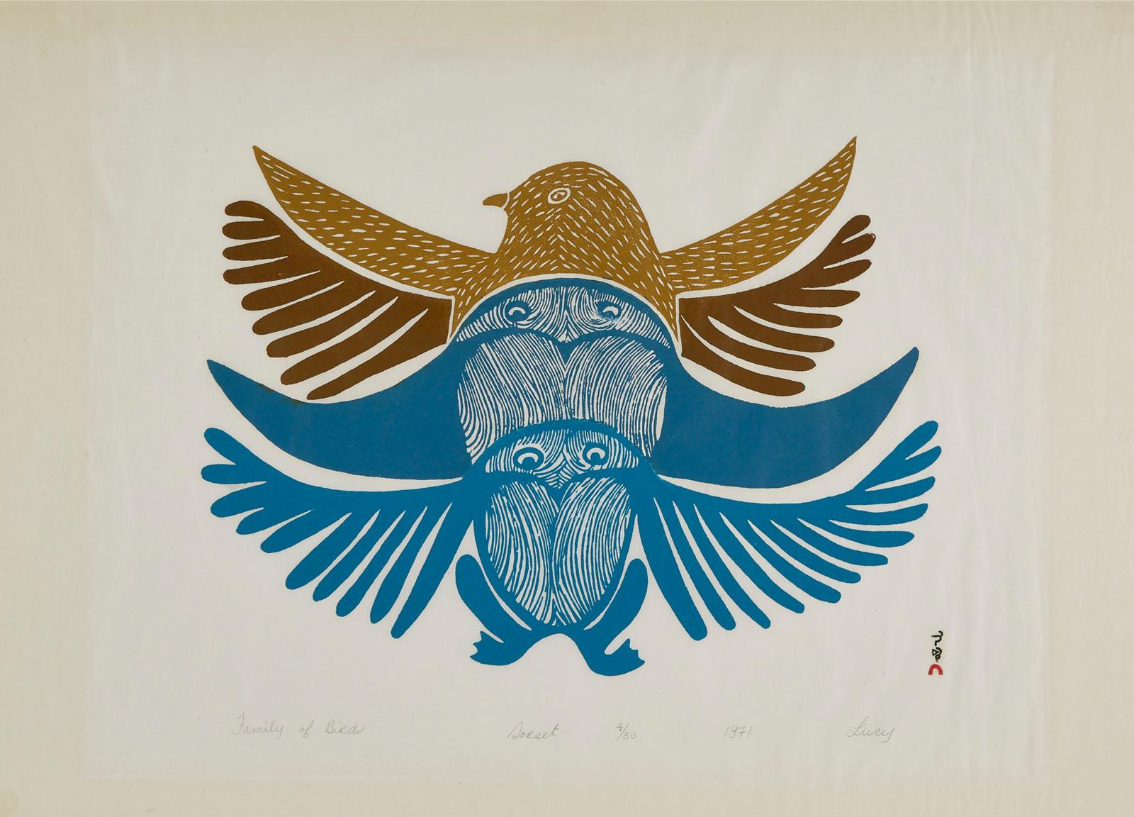 Lucy Qinnuayuak (1915-1982) - Family Of Birds