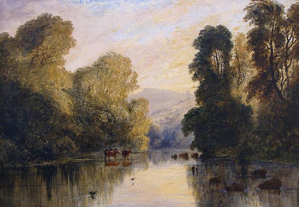 Joseph Murray Ince (1806-1859) - View on the usk above Llanspydclid