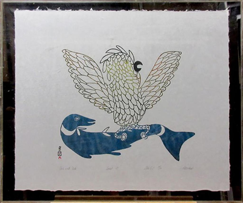 Pitseolak Ashoona (1904-1983) - Owl With Fish