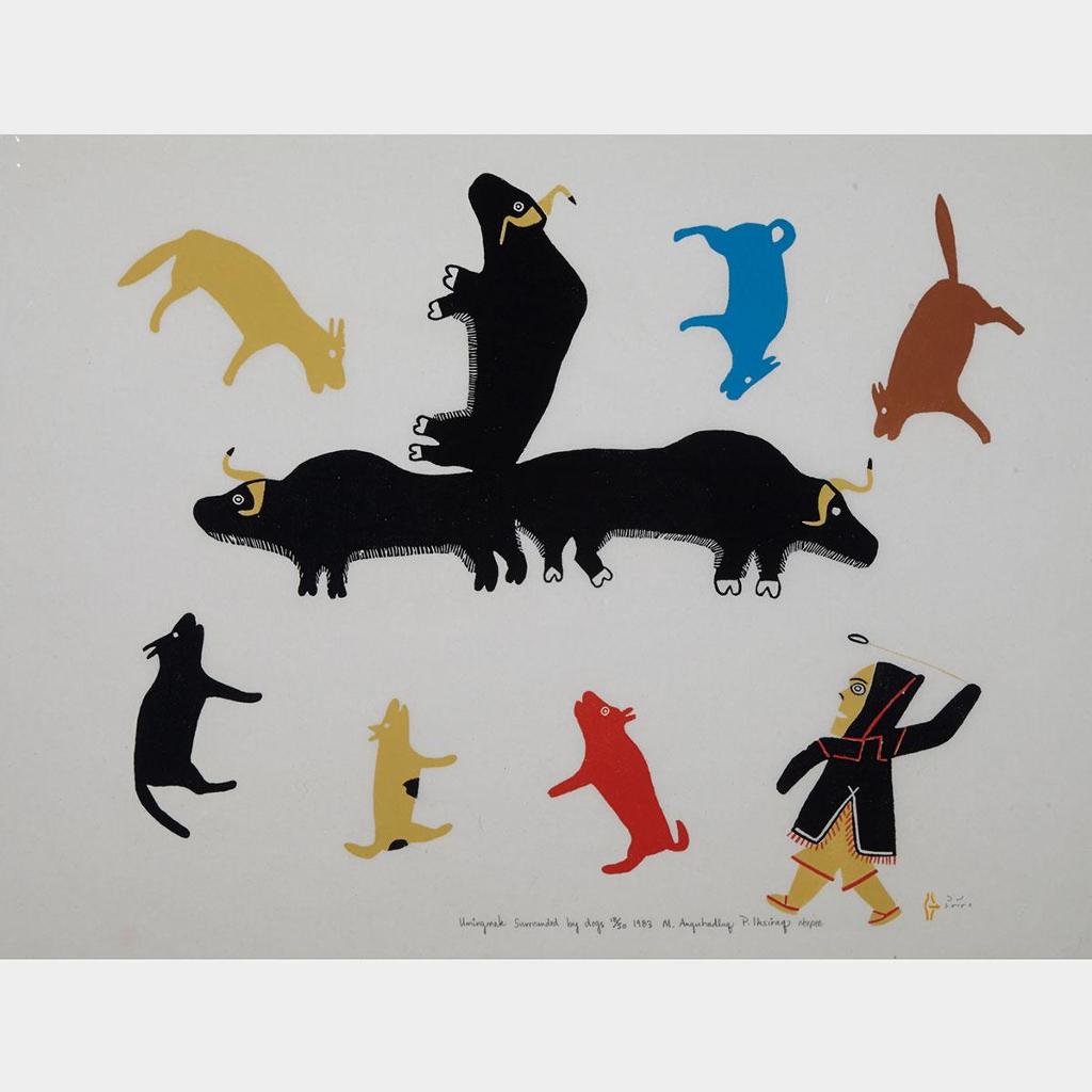 Marion Tuu'luq (1910-2002) - Umingmak Surrounded By Dogs