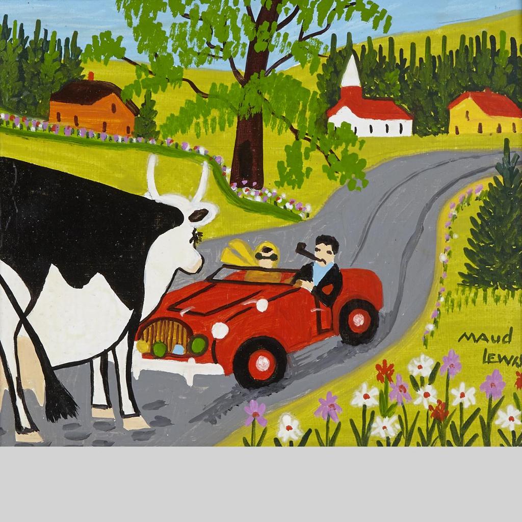 Maud Kathleen Lewis (1903-1970) - Cow And Car