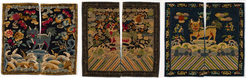 Chinese Art - Three Chinese Military Rank Badges of Qilin, Late Qing Dynasty