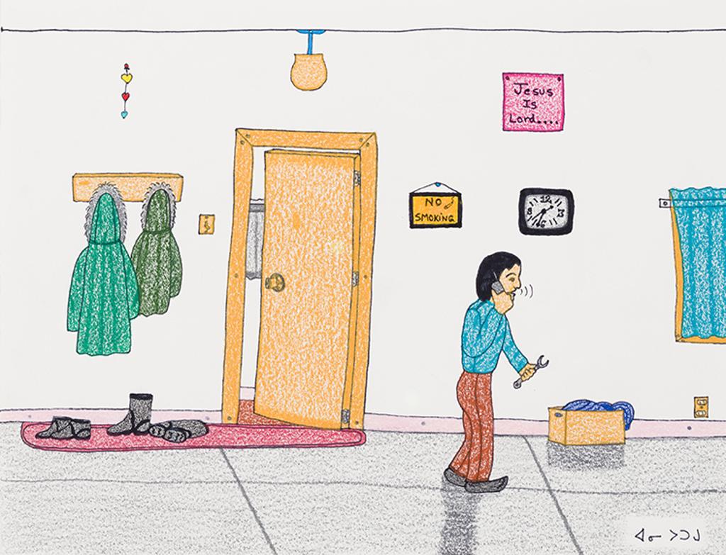 Annie Pootoogook (1969-2016) - Interrupted by a Phone Call