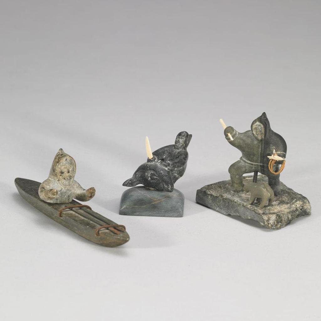 Twamie Okaitok (1900-1963) - Man In A Kayak; Hunting Scene; Hunter Killing Seal