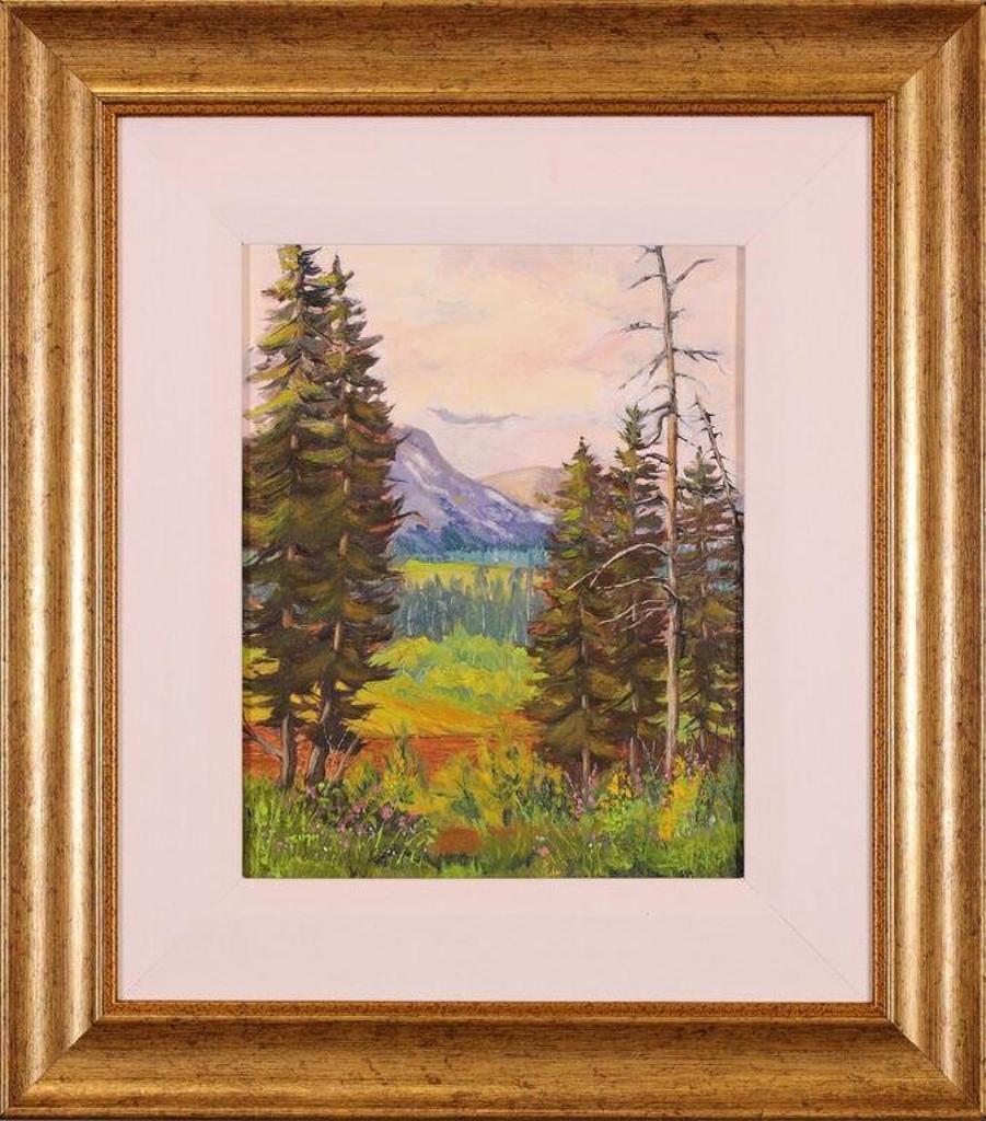 Yvette Simm (1937) - Untitled, Landscape with Trees and Distant Mountain
