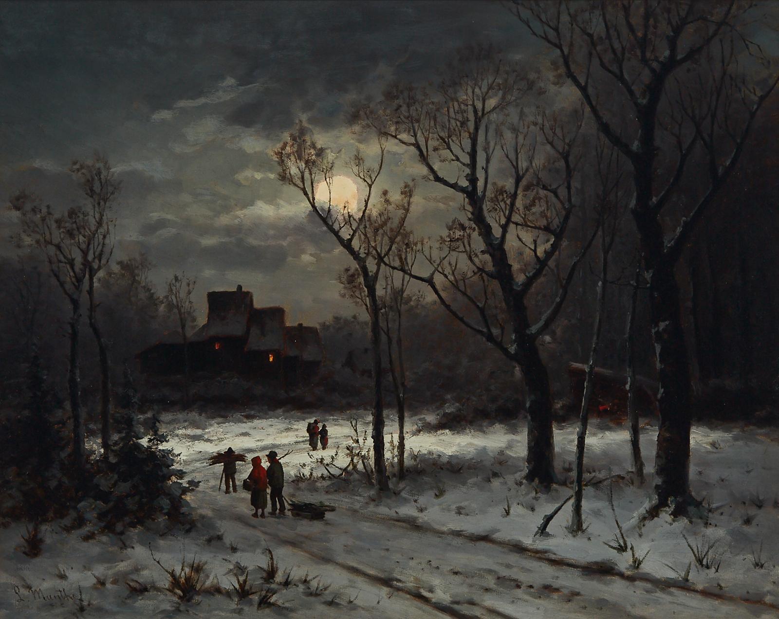 Ludwig Munthe (1841-1896) - Faggot Gatherers, Moonlight