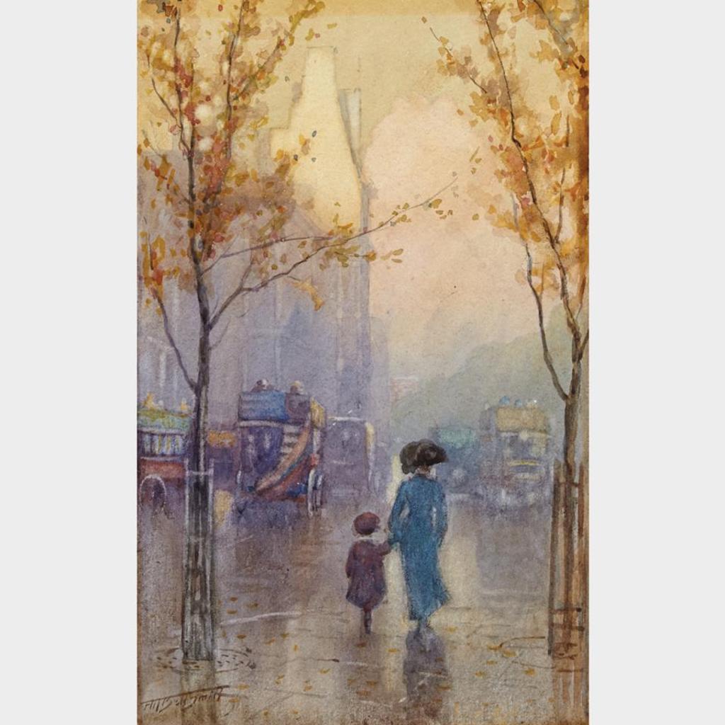 Frederic Martlett Bell-Smith (1846-1923) - London Street Scene With Omnibus