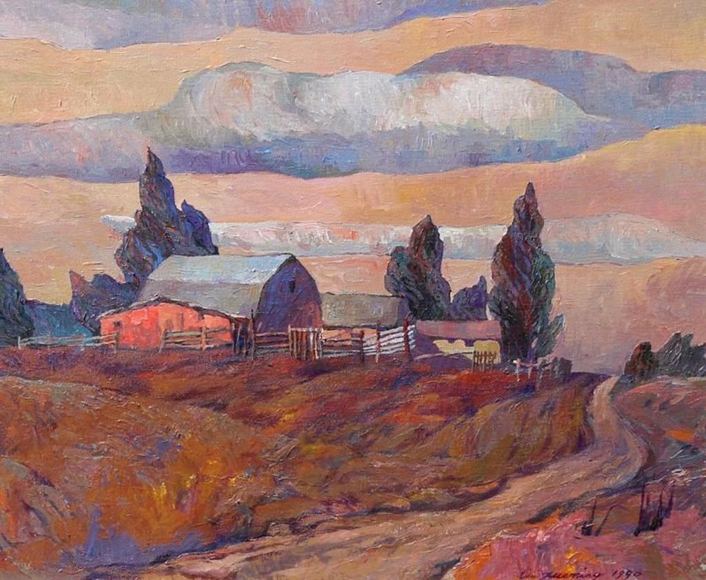 Lin Xueming (1954) - Country Road And Farmhouse; 1990