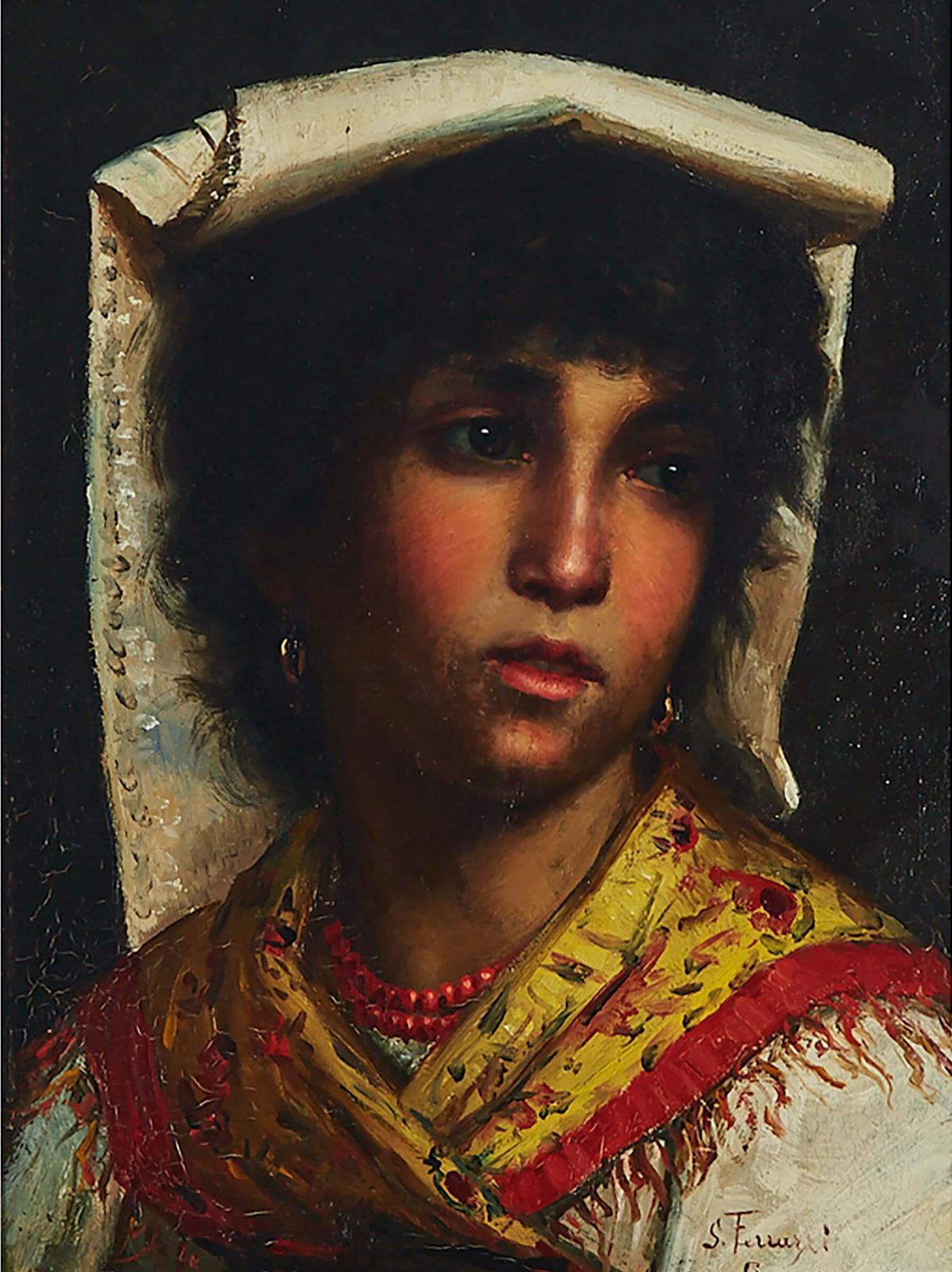Luigi Ferrazzi (1850-1897) - A Boy In A Hat; A Girl Wearing A Shawl, Roma