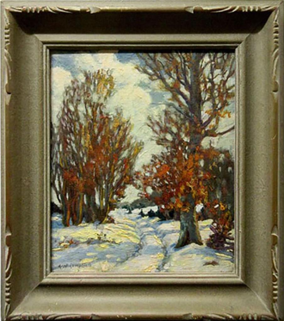 Alfred William Campbell (1875) - Sunlit Winding Road - Winter (Evening Sunset)