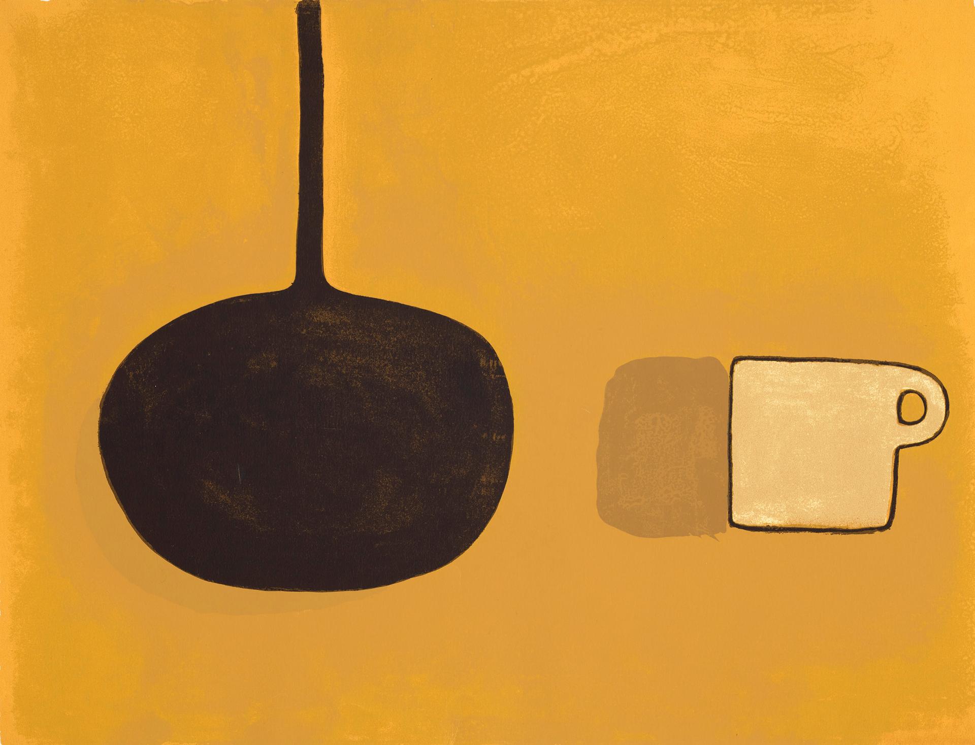 William Scott (1913-1989) - Black Pan, Beige Cup on Brown, 1970