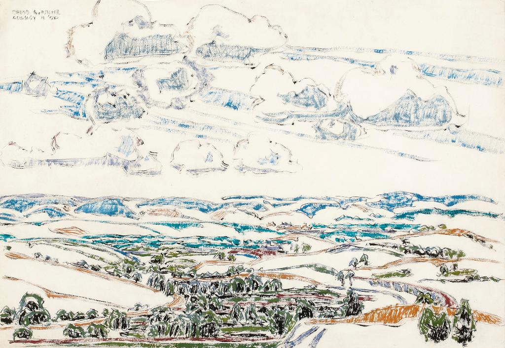 David Browne Milne (1882-1953) - Rolling Landscape With Clouds