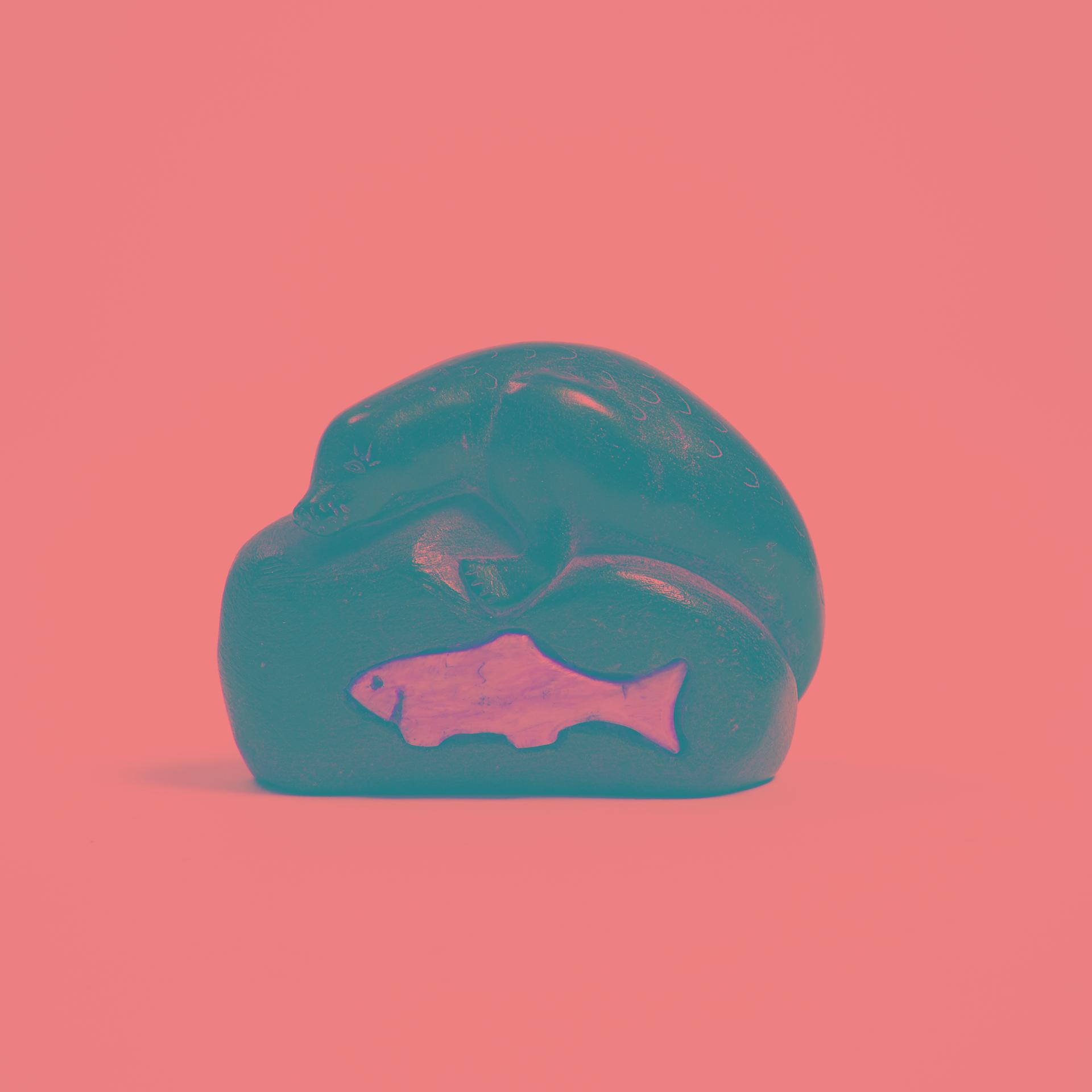 Silassie Tukai (1919-1994) - Seal On Ice Floe With Fish Inlay