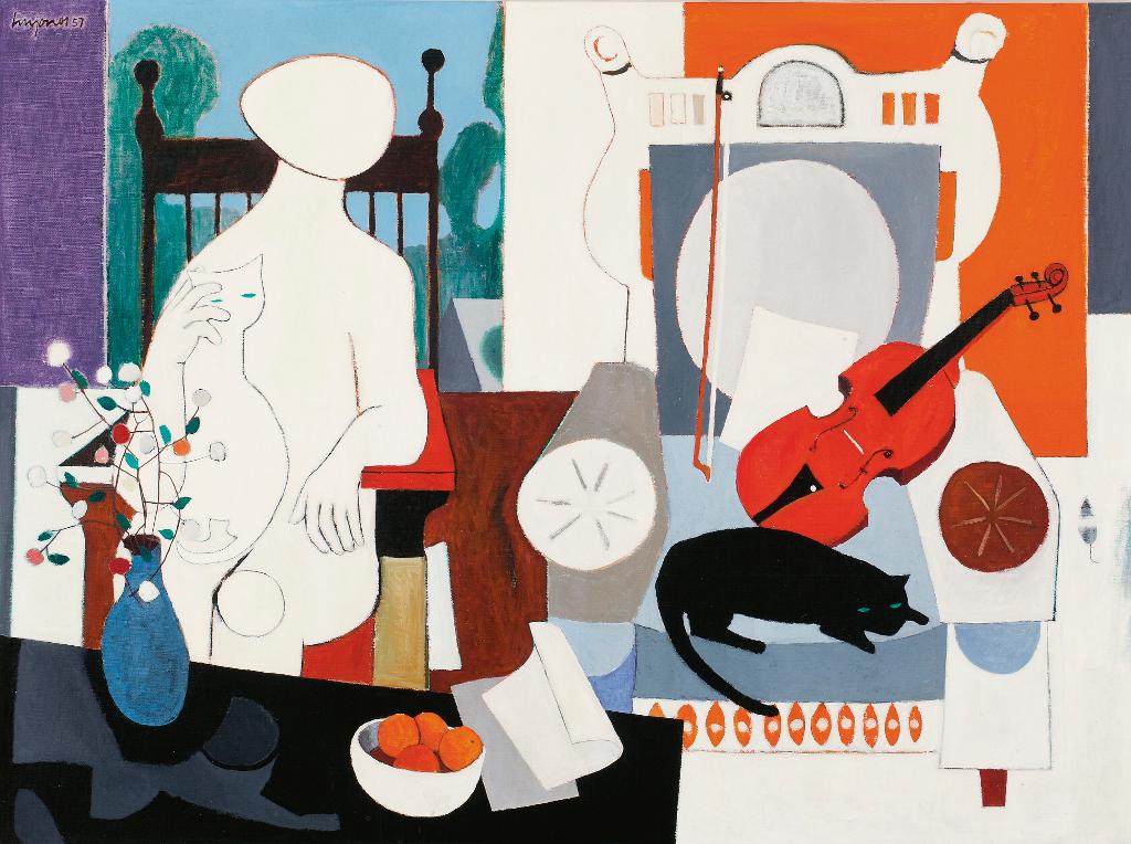 Henry Wanton (Jimmy) Jones (1925-1986) - Interior With Cats