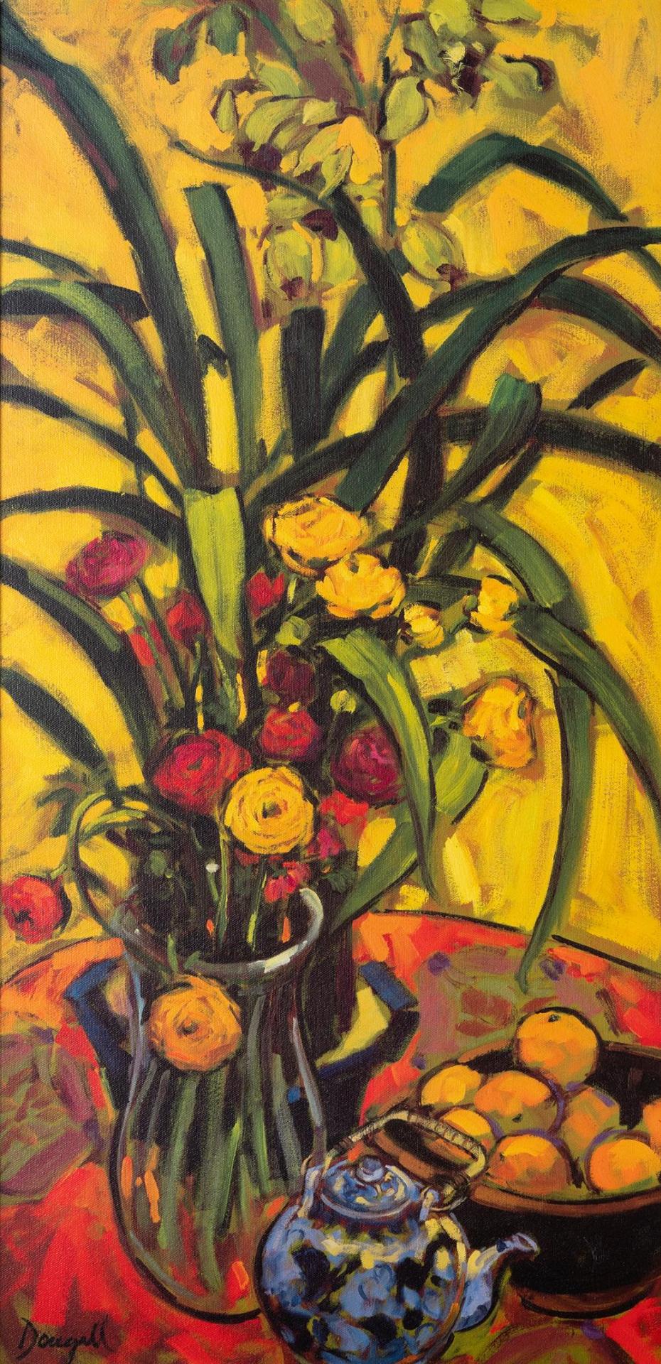 Jae Dougall (1956) - Untitled - Floral Still Life with Fruit