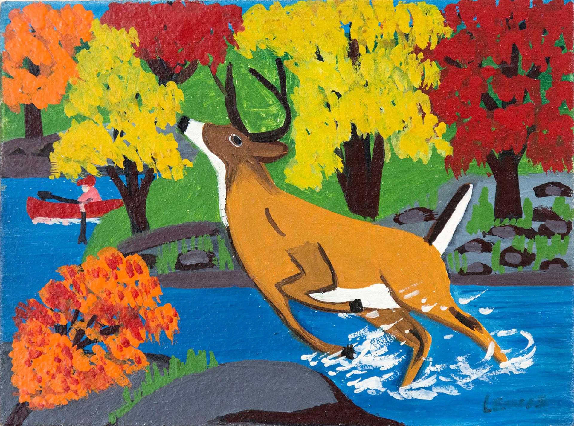Maud Kathleen Lewis (1903-1970) - Deer in Stream